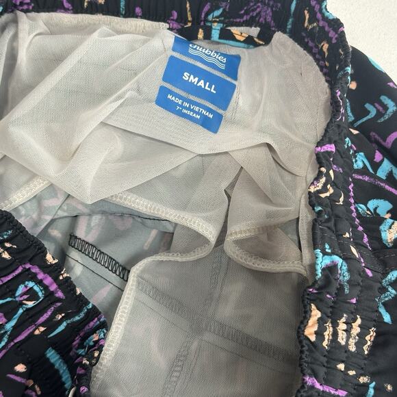 Chubbies Men’s Swim Trunks Shorts Sz S Black Neon Retro 80s Geometric Pool Party - Picture 4 of 5